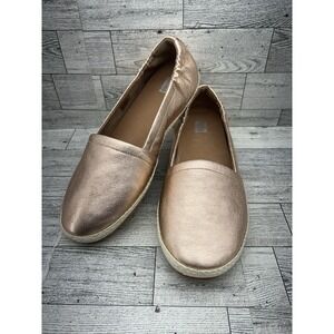 FitFlop Rose Gold Leather Siren Espadrille Slip On Flats Shoes Size 6.5 Comfort